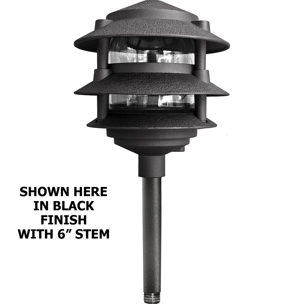 Outdoor LED landscape lighting black 3-tier pagoda path light warm white low  voltage