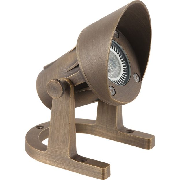 12V LED Cast Brass Premium Small Hooded Face Underwater Light