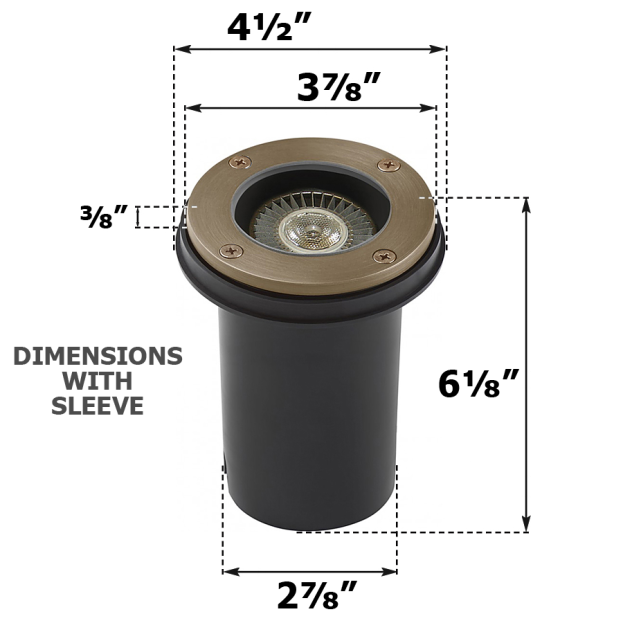 Best Landscape Open Face In-Ground Well Light - Little Will Dimensions - With Sleeve