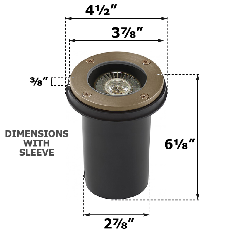 Best Landscape Open Face In-Ground Well Light - Little Will Dimensions - With Sleeve