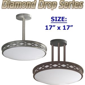 Diamond Deco Series Drop Pendant Mount LED Fixtures, 120 Volt
