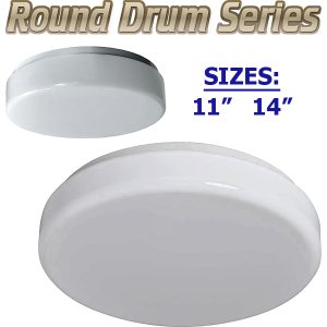 Round Drum Series Flush Mount LED Fixtures, 120 Volt
