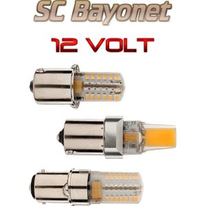 LED Bayonet Light Bulbs, SC and DC - 12 Volt Low Voltage
