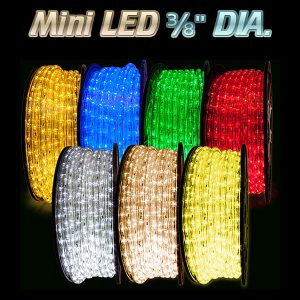 Mini 3/8" Diameter Rope Light 120V, Many Colors Available!