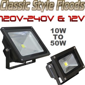 Classic Style Value Series LED Flood Lights, 10 to 50 Watts, 100VAC~240VAC & 12V AC/DC