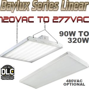 Baylux Series Flat Linear High Bay Lights, 90 to 320 Watts