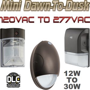 Mini LED Wall Packs With Dawn-To-Dusk Photocell, Commercial and Residential