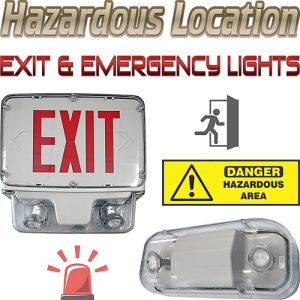 Exit + Emergency Combo And Emergency Lights LED, Hazardous Location Use