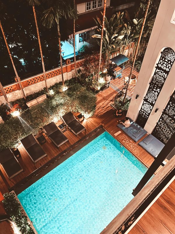 Elegant poolside featuring LED lighting - Shop C2CLights.com.