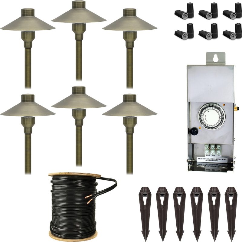 Contempo Brass or Copper 6-Light Path Light Kit - Shop C2CLights.com.