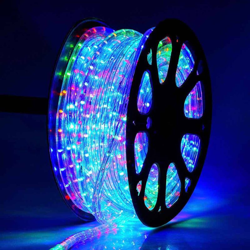 120V LED RYGB Quad Color 2-wire Rope Light – 150 foot spool – Red, Blue, Green, Yellow - Shop C2CLights.com.