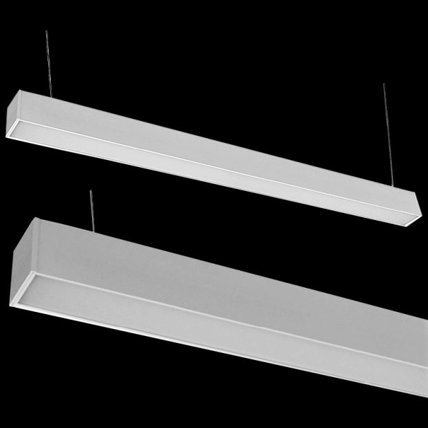 Square LED Sleek Linear Suspended Up Down Light 4 Foot Length 40 Watts C2C Lights