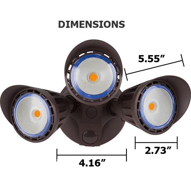 NexGen 30 Watt 3 Head LED Bullet Flood Motion Sensor Light Dimmable C2C Lights