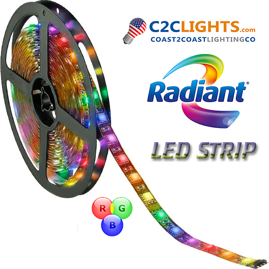 RGB LED Strip Light Tape, 4.4W Per Foot 12V 5050 SMD - 16.4 Feet