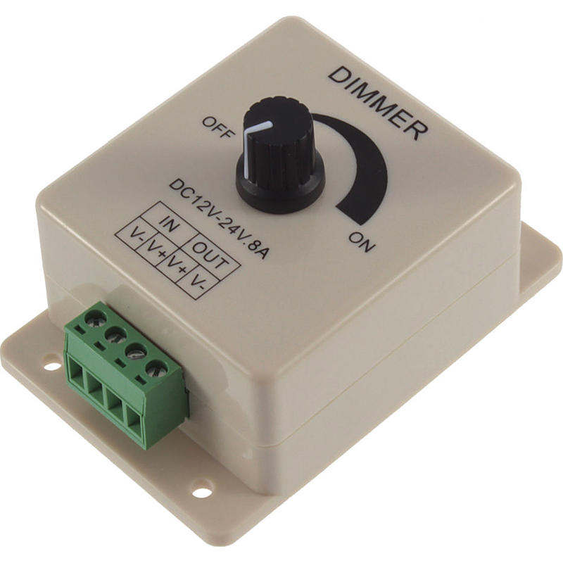 12VDC / 24VDC In-Line LED Lighting Dimmer (8 AMP)