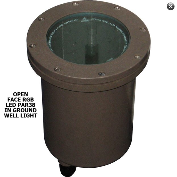 120v LED RGB PAR38 Fiberglass Open or Louvered Face Well Light