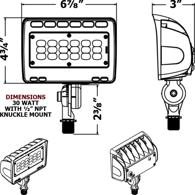 LED Flood Light, NexGen™ LFN Architectural Series, 30 Watts, DLC Premium, Dimmable