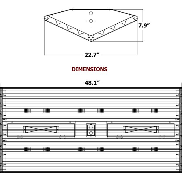 Diamond V Series Linear LED High Bay, 48" x 23", 100 to 192 Watts