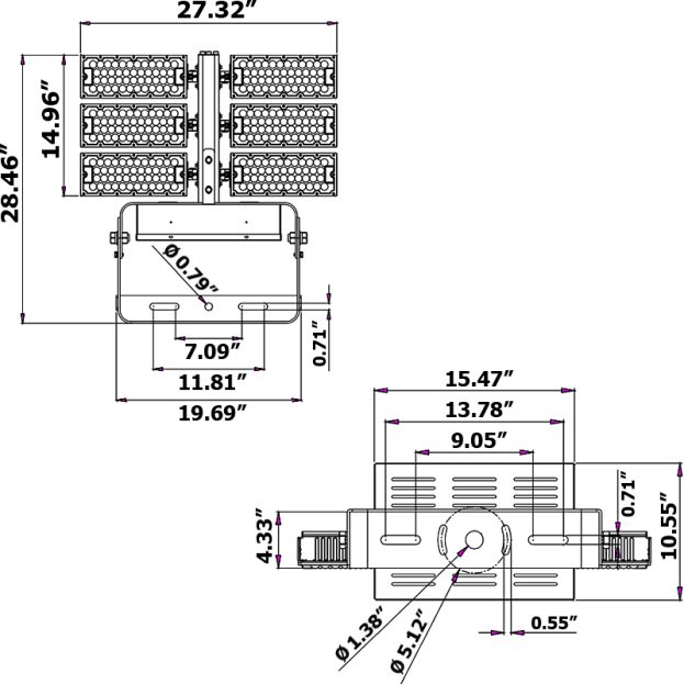 LED High-Mast / Sports Lighter, SuperChip Pegasus Series, 600 Watts, DLC