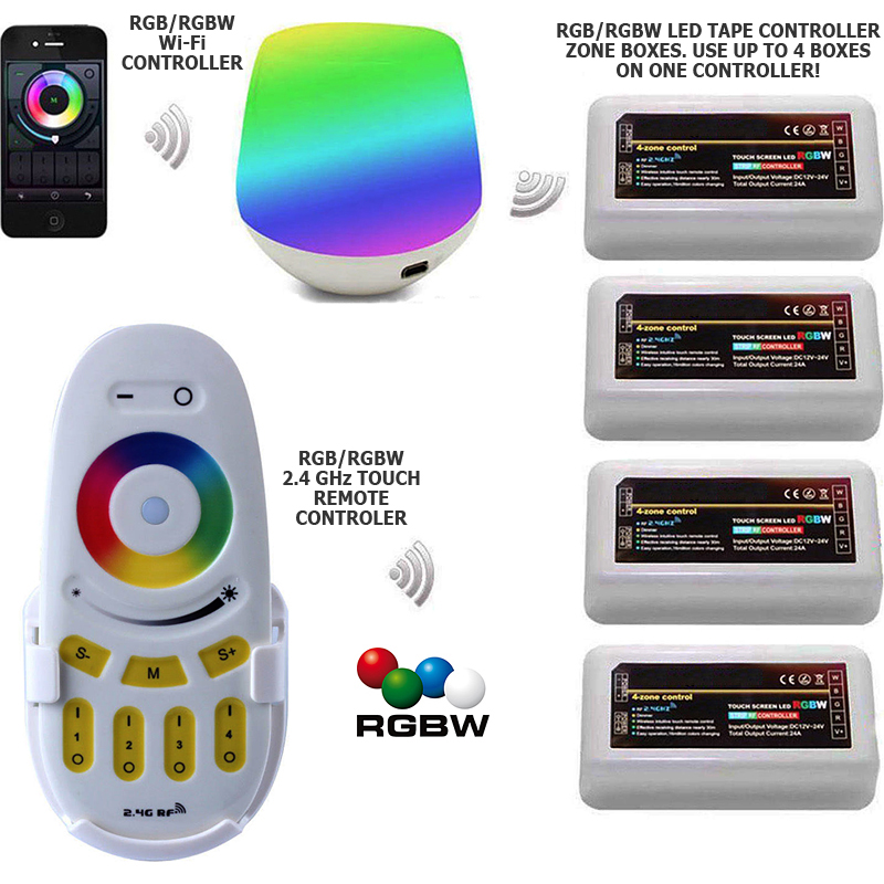 RGB/RGBW Wifi / 2.4GHz Super Controller, 1 to 8 Zones!