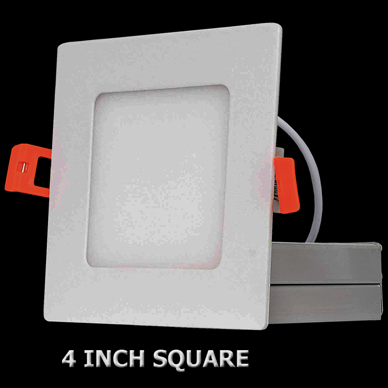 Ultra Thin Square LED Recessed Downlight, 4", 9 Watts, Dimmable