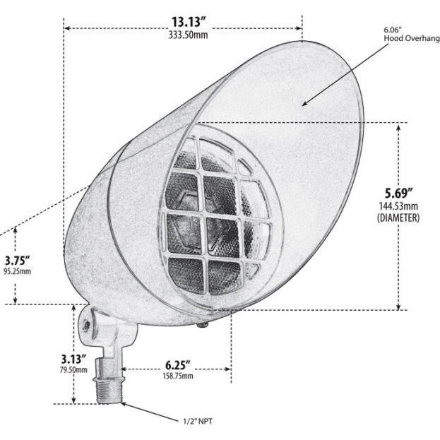 Grande Sleek 120V~277V Fiberglass Composite Uplighter With Hood