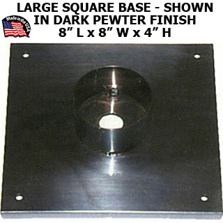 Large Square Style Base For Post or Post Top Light With 3" Dia. Fitter