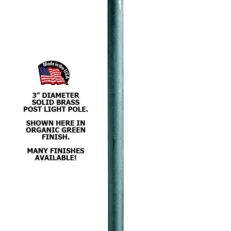 3" Round Posts & Bases for LED Post Top Lights (1 to 4 Foot Poles)