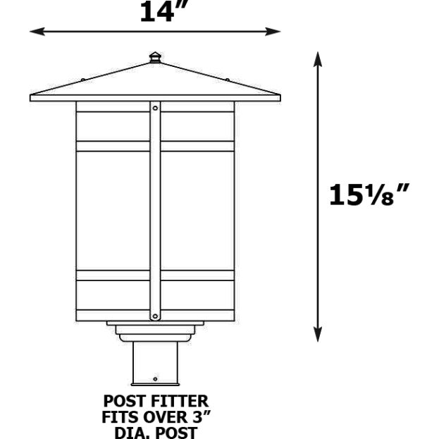 120V/12V LED Oakhurst Contempo Style Post Light Top (14" Width)