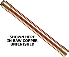 Raw Copper 12" Length, 1" Dia. Outdoor Track Light Extension Rod