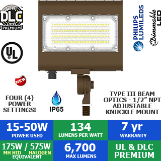 LED Flood Light, NexGen™ 2.0 LFS Sleek Series, 15-50 Watts, Dimmable