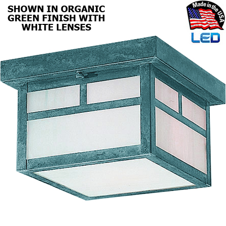 Classic Mission Style LED Outdoor Ceiling Light (8-3/8" Width, 120V/12V/208~277V)