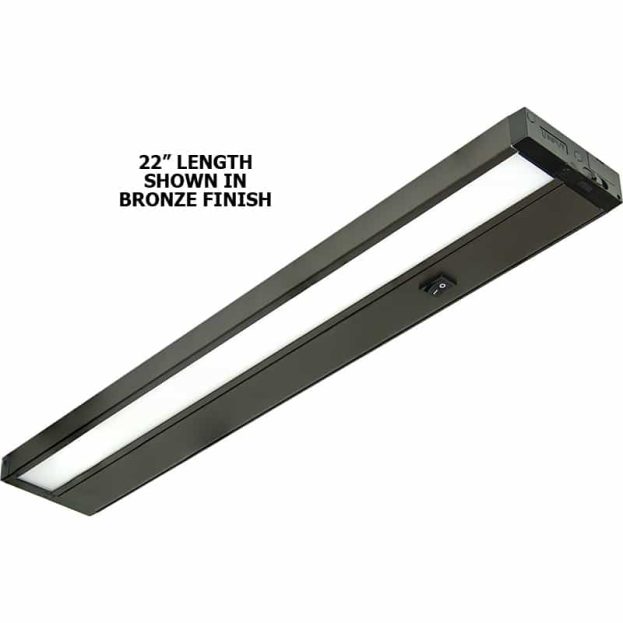 22" Length 120V 10 Watt Pro Series Tri-CCT LED Linkable Undercabinet Light Bar