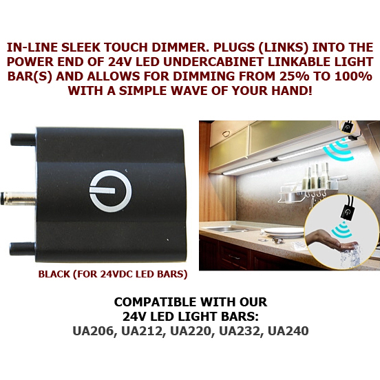 In-Line IR Touch Dimmer for our 12V or 24V Sleek Linkable Undercabinet Light Bars