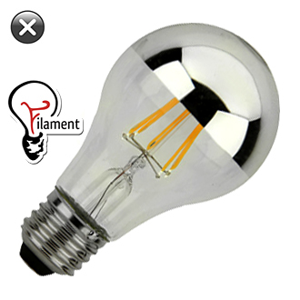 120v 4 Watt A19 Half Mirror LED Filament Bulb - 400 Lumens