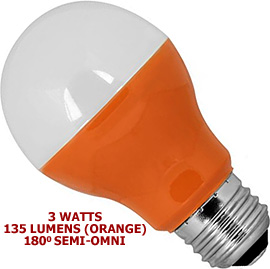 3 Watt 120v LED 180° Medium Base A19 (Orange Light)