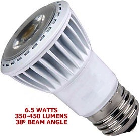 6.5 Watt 120v LED 38° Medium Base PAR16 Bulb