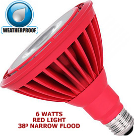 6 Watt 120v LED 38° Medium Base PAR38 (Red Light)