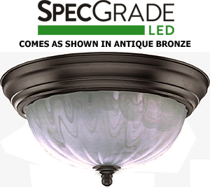 120v 13 Watt LED Premium Deco Alabaster Flush Mount (Antique Bronze - 11" Dia.)