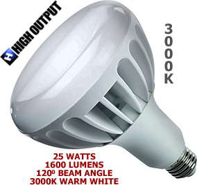 25 Watt 120v LED Medium Base R40 Bulb 3000K (High Output)