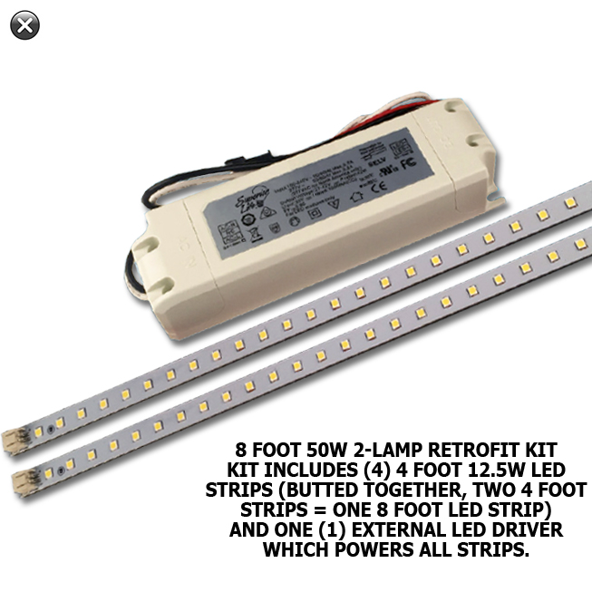 8 Foot LED EZ-Snap & Go Linear Kits (Replaces 2 Bulbs)
