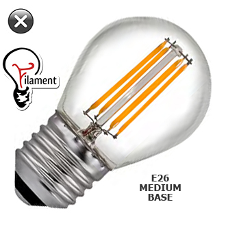 120v 4 Watt G16.5 Globe LED Filament Bulb - E26 Base - 400 LM