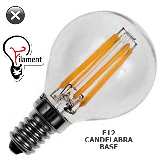 120v 4 Watt G16.5 Globe LED Filament Bulb - E12 Base - 400 LM