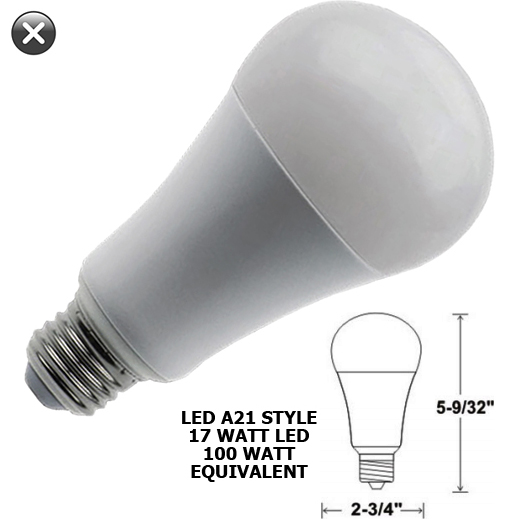 120v 7-17 Watt A19 & A21 LED Bulbs - From 40W to 100W Equvialent
