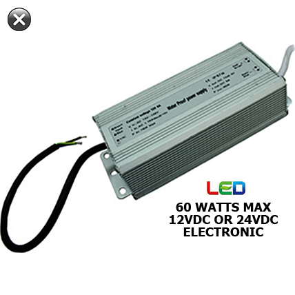 12VDC or 24VDC Low Voltage 60 Watt Max Outdoor Rated Electronic LED Transformer