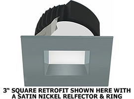 12 Watt 800 Lumen 3" Decora Square Reflector LED Retrofit (75W+ Equiv. - 93 CRI)