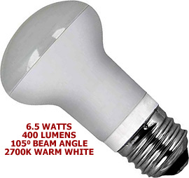 6.5 Watt 120v LED 105° Medium Base R16