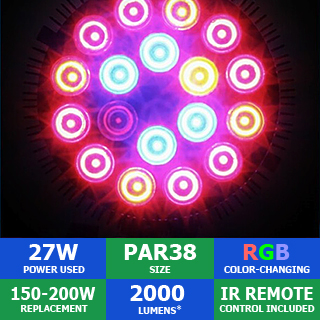 120v LED RGB PAR38 Fiberglass Open or Louvered Face Well Light