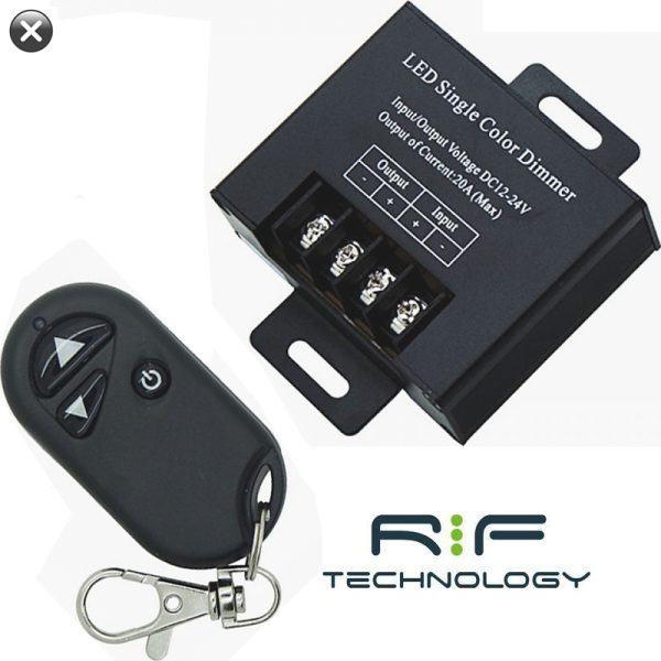 Single Color LED Dimmer with 3-Key RF Remote, DC12-24V, 20A