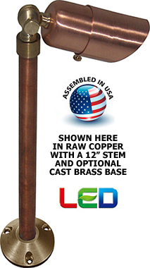 12V or 120V LED MR16 Raw Copper Classic Style Adj. Path Light with Glare Shield